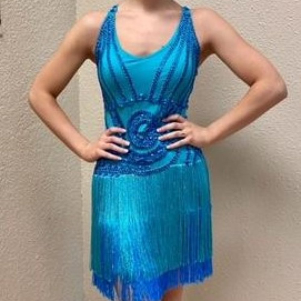 Ballroom - New never danced in 2 tone blue Latin dress